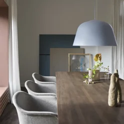 70/70 dining table 295x108 cm, Grey linoleum-Plywood-Sand