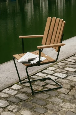 A2 armchair, Untreated teak-black
