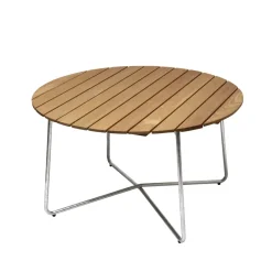 9A dining table, Oiled oak-hot-dip galvanized stand Ø120 cm