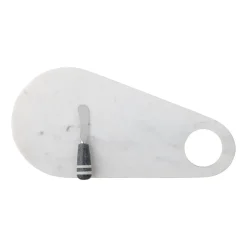 Abrielle cheese knife with cutting board 20x42 cm, White marble-stainless steel