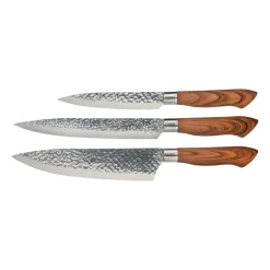 Akira knife set in stainless steel 3 knives, Brown
