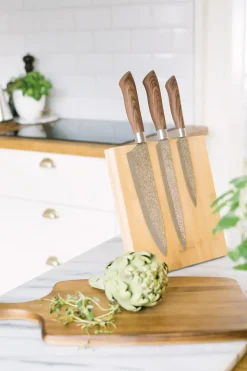 Akira knife set in stainless steel 3 knives, Brown