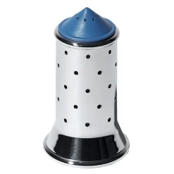 Alessi salt shaker, blue-stainless steel