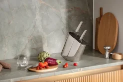Alfredo knife block, Stainless steel-silver
