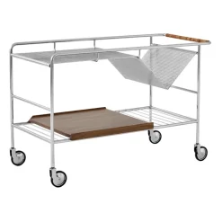 Alima storage trolley varnished walnut, Chrome & lacquered walnut
