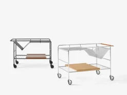 Alima storage trolley varnished walnut, Chrome & lacquered walnut