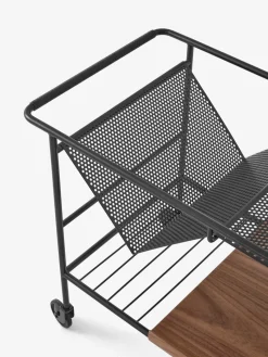 Alima storage trolley varnished walnut, Black & lacquered walnut