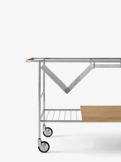 Alima storage trolley varnished oak, Chrome & lacquered oak
