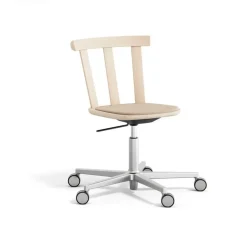 Alt chair swivel base upholstered seat birch, Hallingdal 65-200 beige-light matte lacquer