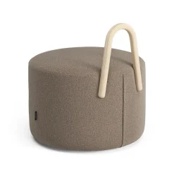 Amstelle pouf medium with wheel oak natural lacquer, Main Line Flax 23
