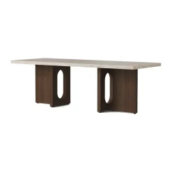 Androgyne lounge table, Sand/kunis breccia, dark stained oak legs