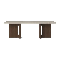 Androgyne lounge table, Sand/kunis breccia, dark stained oak legs
