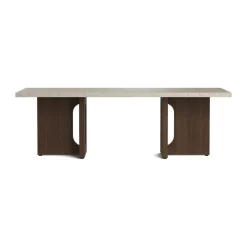 Androgyne lounge table, Sand/kunis breccia, dark stained oak legs