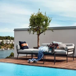 Anholt sofa, Sunbrella Natté Grey Storm-dark grey aluminium frame