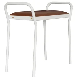 Anyone stool, White with vintage cognac leather