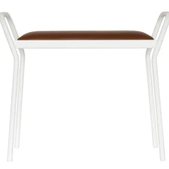 Anyone stool, White with vintage cognac leather