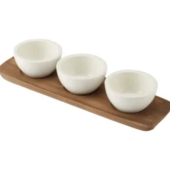 Artesano Original dip bowl with coaster, White-acacia