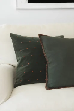 Arun cushion cover 50x50 cm, Forest green-terracotta