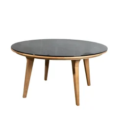 Aspect dining table round, Smokey black-teak