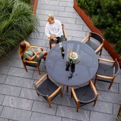 Aspect dining table round, Fossil black-teak