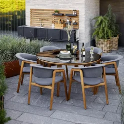 Aspect dining table round, Fossil black-teak