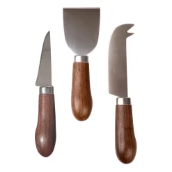 Astrid cheese knife set 3-pack, Brown-silver