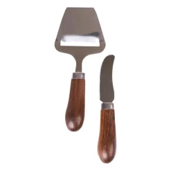 Astrid cheese slice and butter knife, Brown-silver