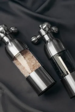 Axia salt- and pepper mill set, Brushed steel