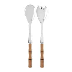 Bamboo shape salad servers, 2 pieces, Light wood laminated