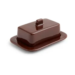 Barro butter dish, Burgundy