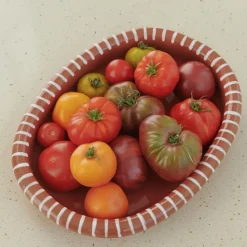 Barro oval serving plate, Natural with stripes, large 27x36 cm