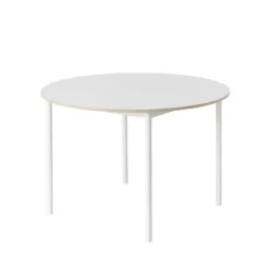 Base dining table round Ø110 cm, White laminate-Plywood-White
