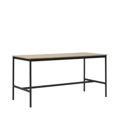 Base high bar table, Oak, black legs, plywood edge, b85 l190 h95
