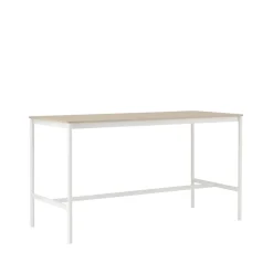 Base high bar table, Oak, white legs, plywood edge, b85 l190 h105