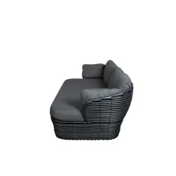 Basket sofa 2-seater, Graphic grey, grey cushions