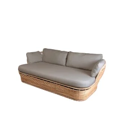 Basket sofa 2-seater, Natural, taupe cushions