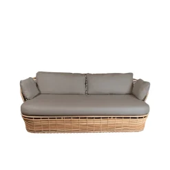 Basket sofa 2-seater, Natural, taupe cushions