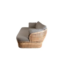 Basket sofa 2-seater, Natural, taupe cushions