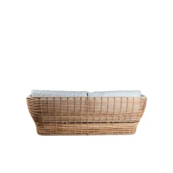 Basket sofa 2-seater, Natural, taupe cushions