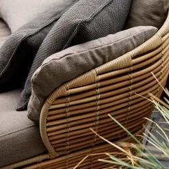 Basket sofa 2-seater, Natural, taupe cushions
