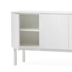 Beam side table, Light grey, light grey stand, tabletop in carrara marble
