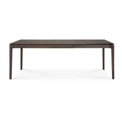 Beech extendable dining table, Brown-lacquered oak, 90x140/220 cm