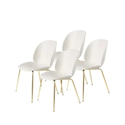 Beetle 4-pack Chair, Alabaster white-brass legs