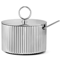 Bernadotte sugar bowl with spoon, Stainless steel