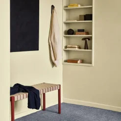 Betty TK4 bench, Black. black braided linen seat