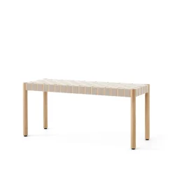 Betty TK4 bench, Oak. natural braided linen seat