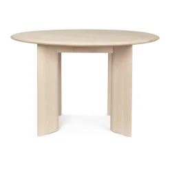 Bevel dining table Ø117 cm, White-oiled beech