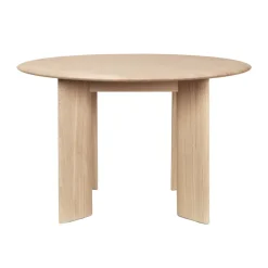 Bevel dining table Ø117 cm, White-oiled oak