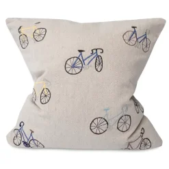 Bicycles cushion cover 48x48 cm, beige