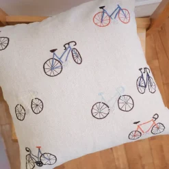 Bicycles cushion cover 48x48 cm, beige